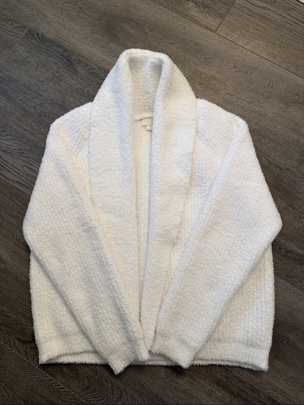 Barefoot Dreams White Plush Open Cardigan